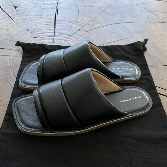 Dries Van Noten - EU41.5 Quilted Grained Leather Flat Slippers Slides SS21 - Picture 1 of 9